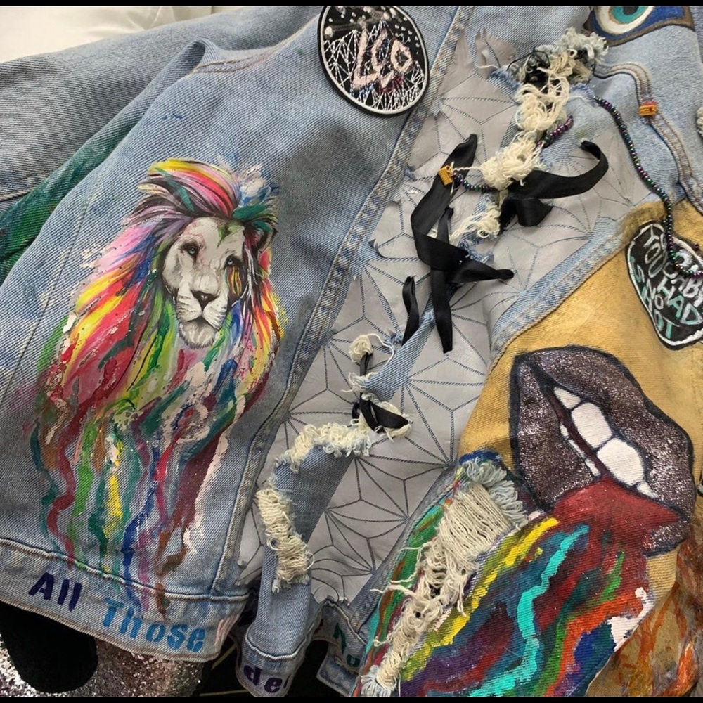 Jean jacket. custom painted.